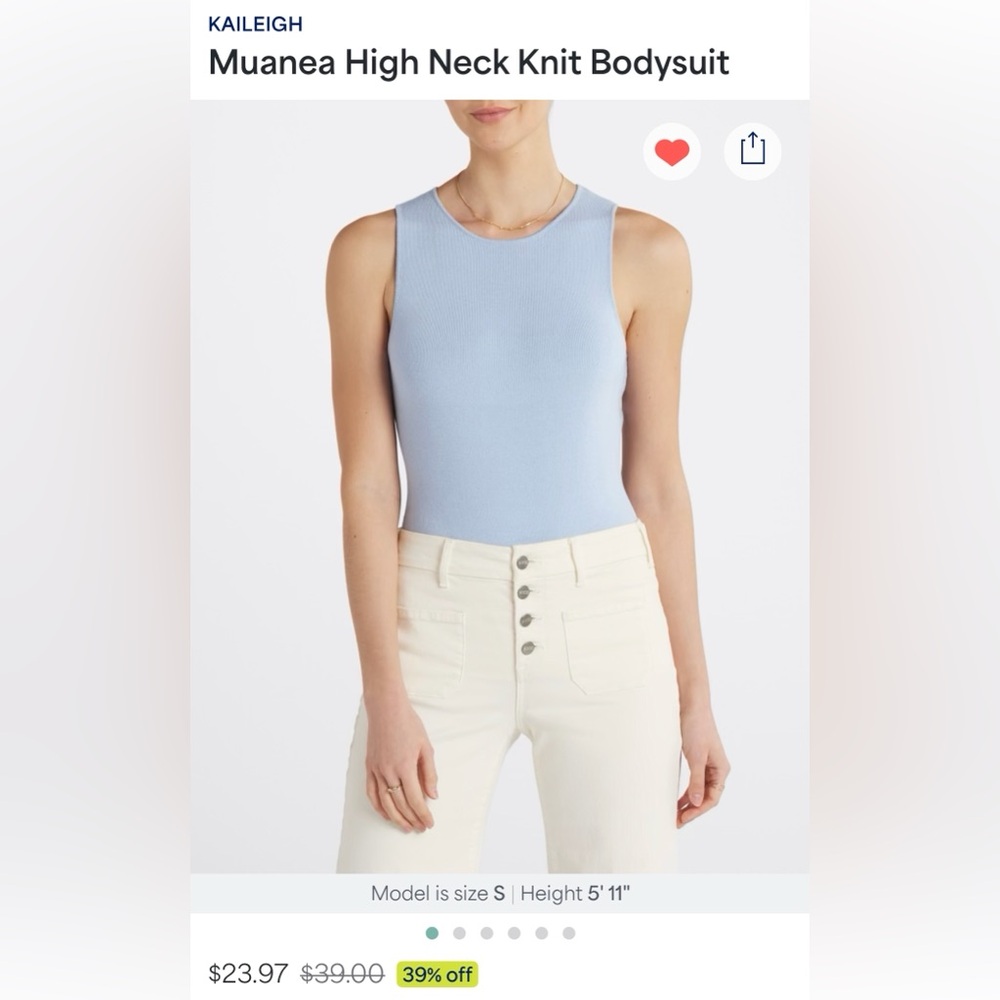 Kaliegh Blue High Neck Knit Bodysuit STITCH FIX